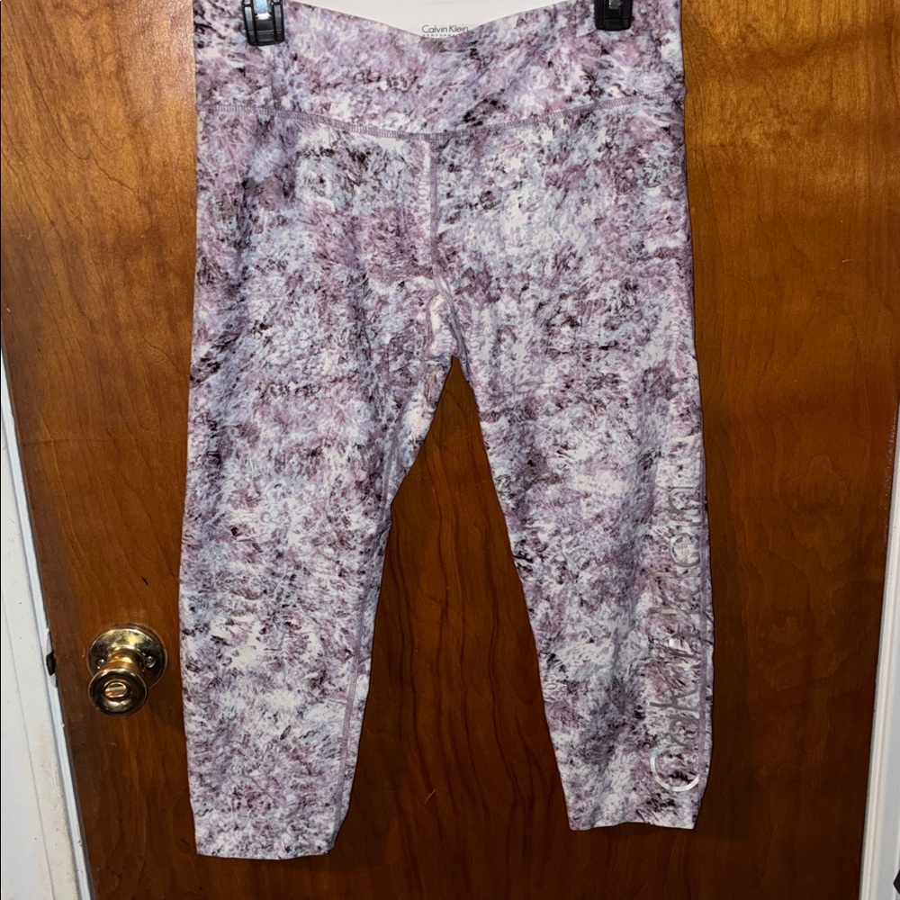 Calvin Klein Lavender and White Textured Leggings